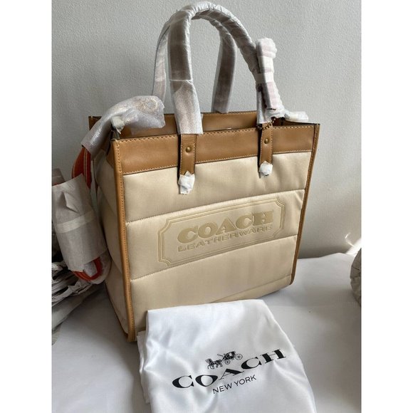 NWT COACH Quilted Ivory Multi Colorblock Large Field Tote (C6847) - Picture 9 of 10